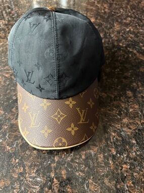 Authentic Louis Vuitton Black and Brown Monogram Baseball Cap
